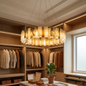 Tobacco-Hued Alabaster Chandelier