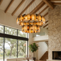 Tobacco-Hued Alabaster Chandelier