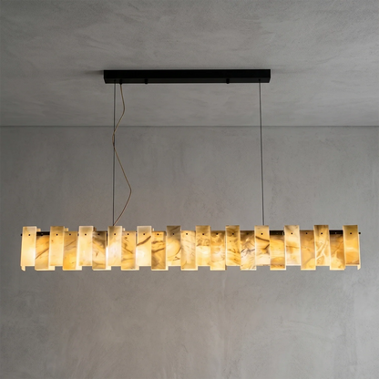 Tobacco-Hued Alabaster Chandelier