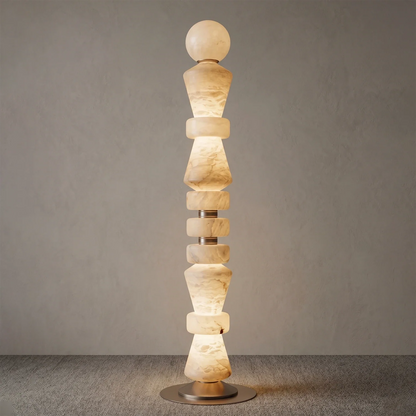 Totem Stacked Alabaster Floor Lamp