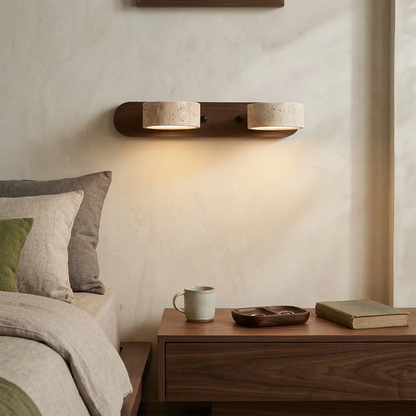 Travertine Duo Wood Wall Light