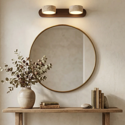 Travertine Duo Wood Wall Light