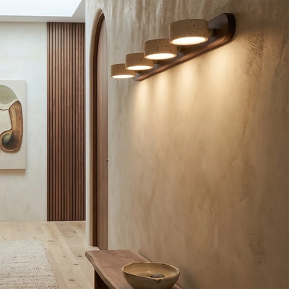 Travertine Duo Wood Wall Light