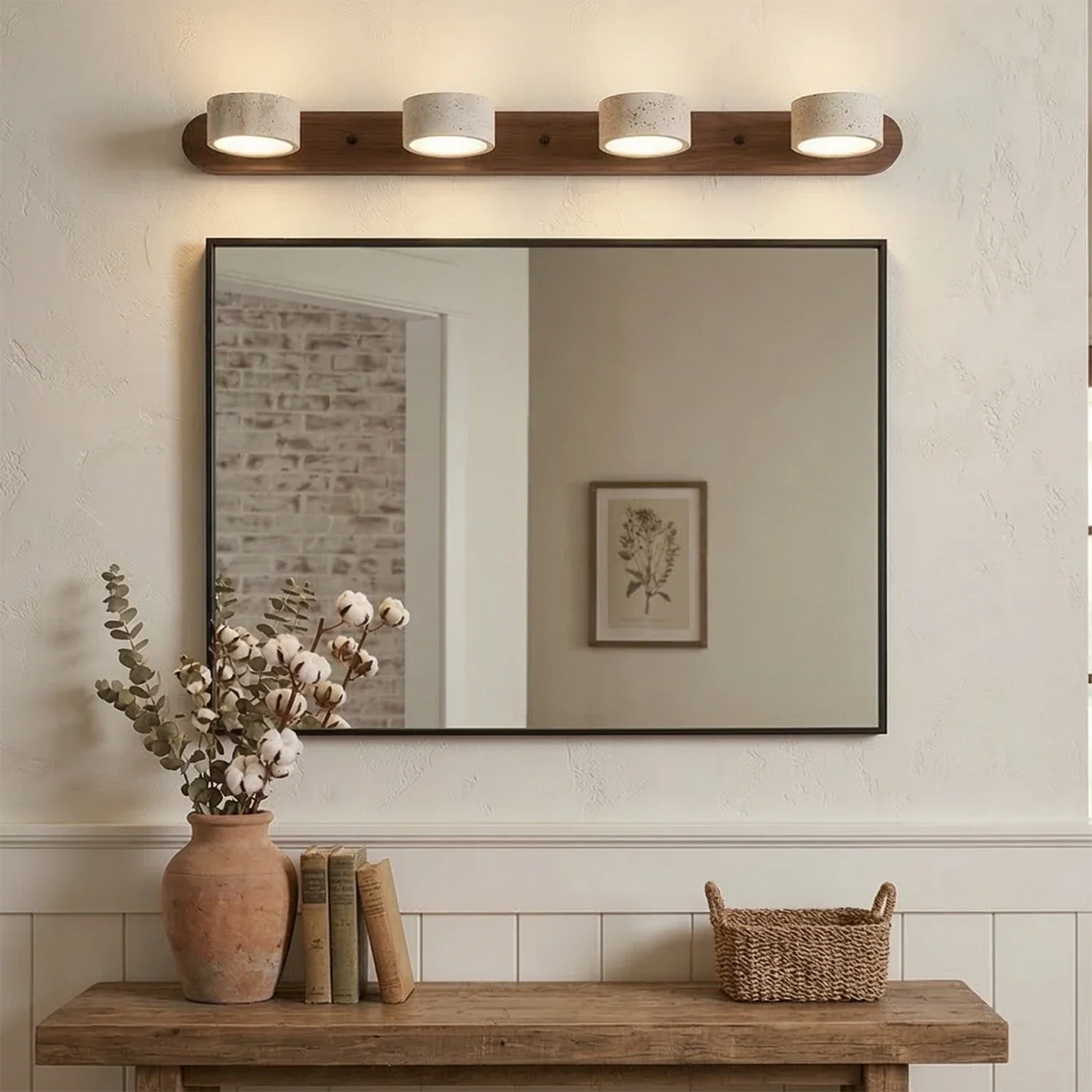 Travertine Duo Wood Wall Light