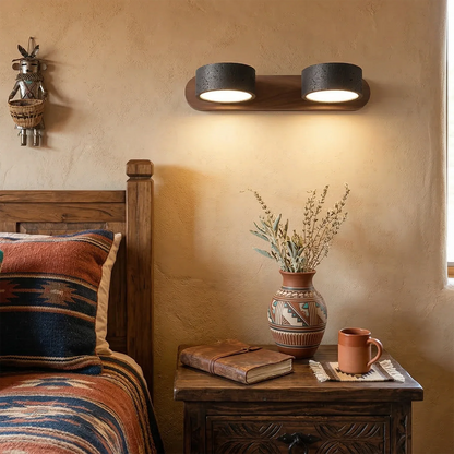 Travertine Duo Wood Wall Light