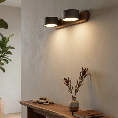 Travertine Duo Wood Wall Light