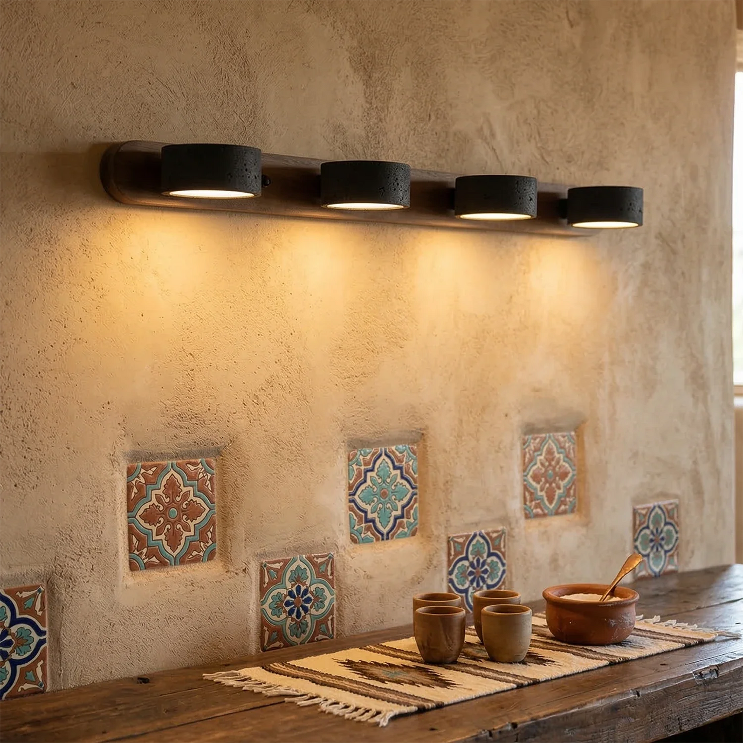 Travertine Duo Wood Wall Light