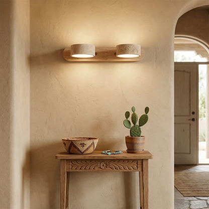 Travertine Duo Wood Wall Light