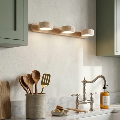 Travertine Duo Wood Wall Light