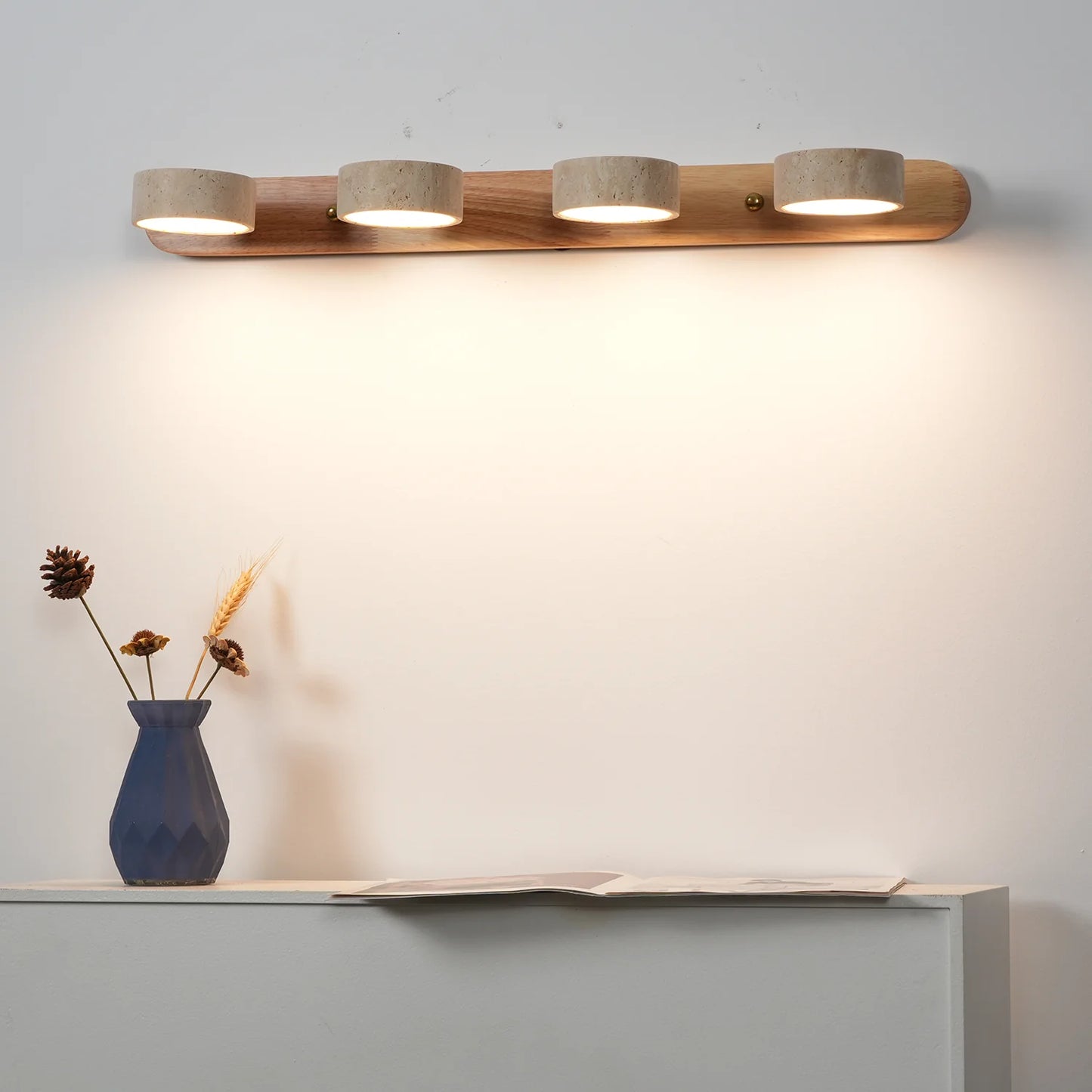 Travertine Duo Wood Wall Light