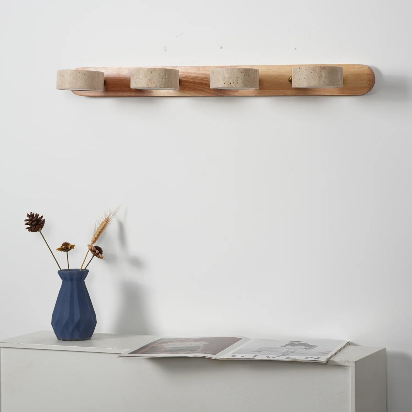 Travertine Duo Wood Wall Light