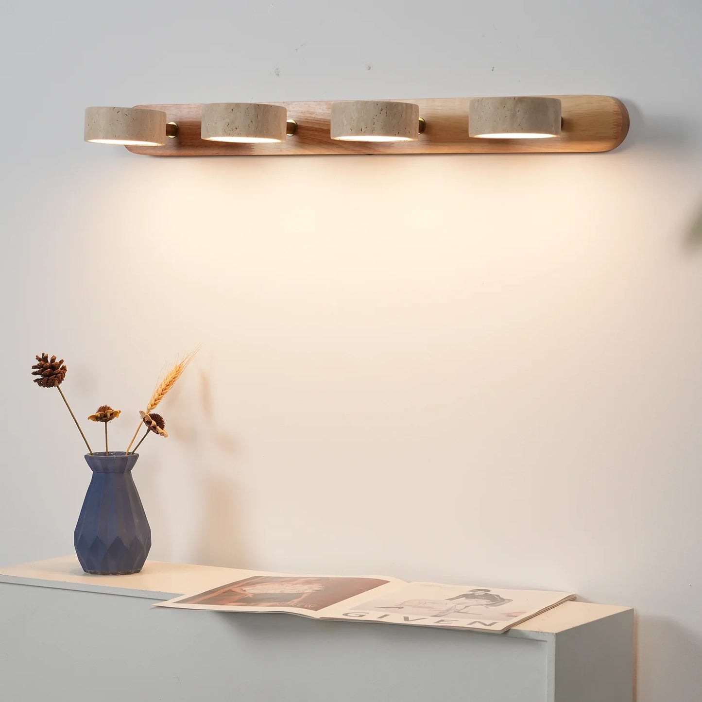 Travertine Duo Wood Wall Light