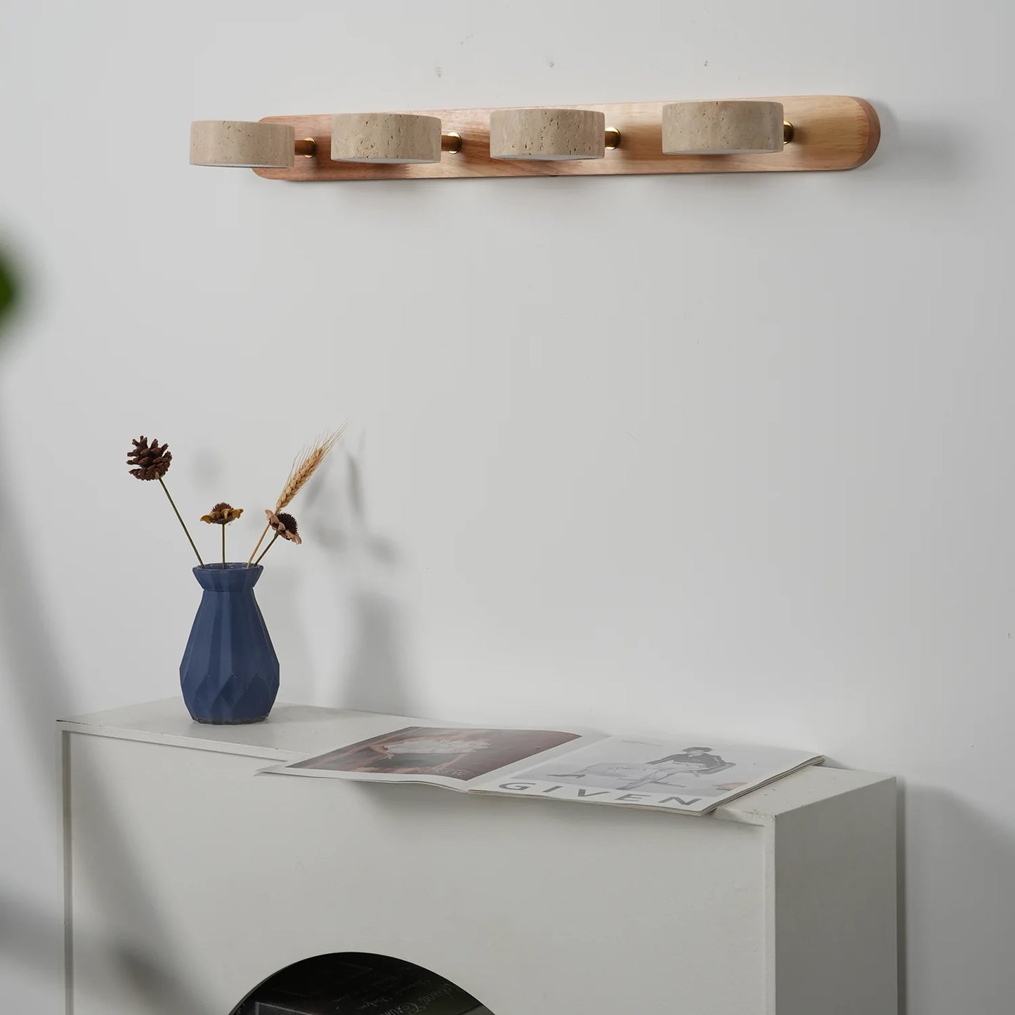 Travertine Duo Wood Wall Light