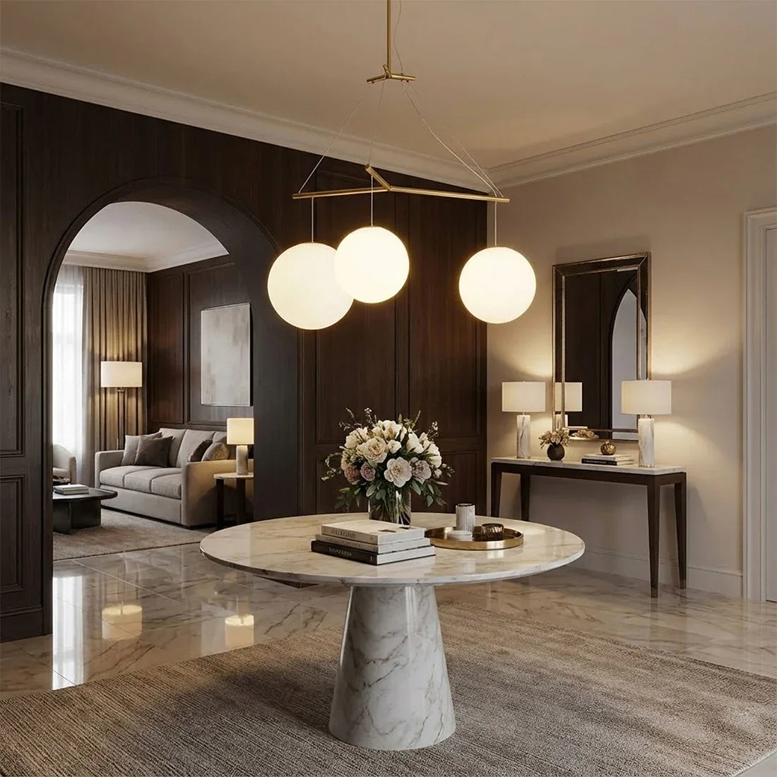 Triple Glass Orb Pendant Lamp