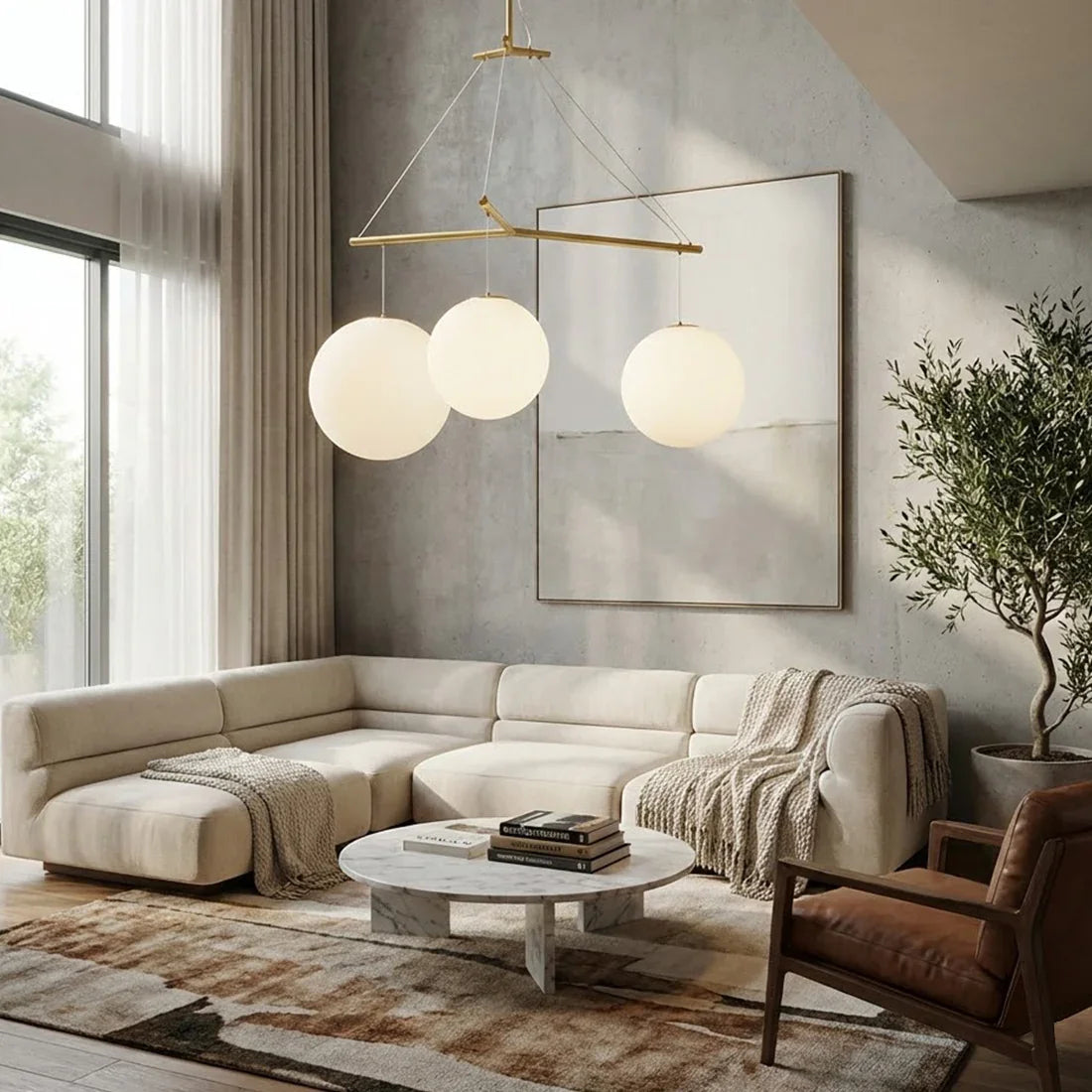 Triple Glass Orb Pendant Lamp