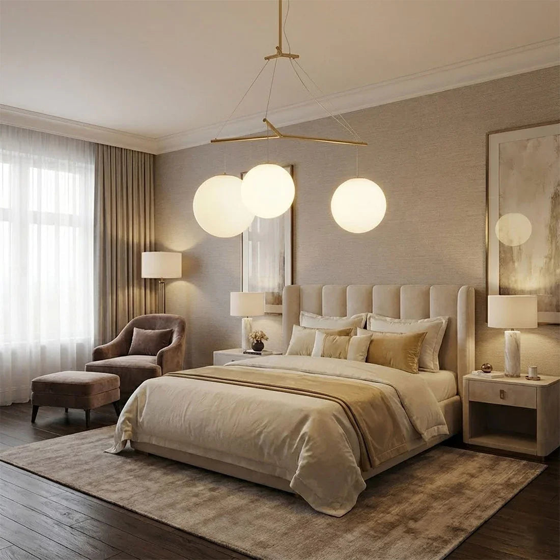 Triple Glass Orb Pendant Lamp