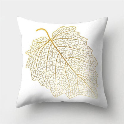 Tropical Leaf Flower Green Yellow Pillowcase Decorative Throw Pillow Case Cushion Cover Gold Stamping Leaves Polyester Cushion Cover Throw Pillow Decorative Cushions Home Decor Pillow Covers