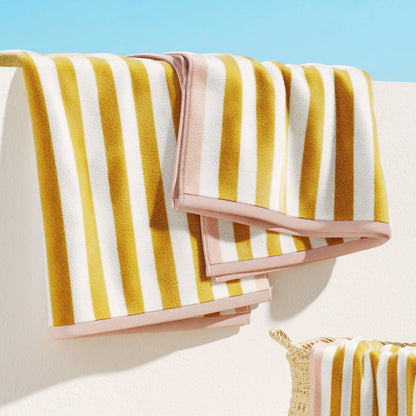Oversized Striped Border Cabana Beach Towels - Santa Cruz.