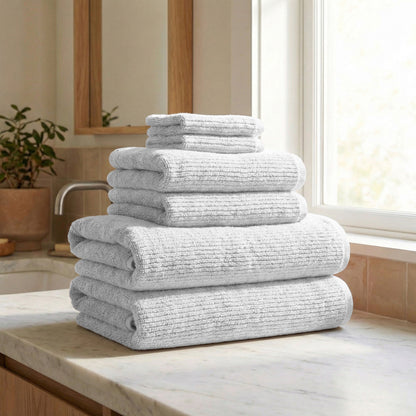 Turkish Cotton Ribbed 6-Piece Bath Towel Set - Georgiana Collection
