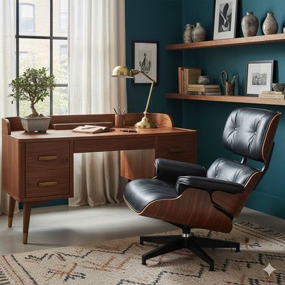 Luxury Lounge / Office Chair with Ottoman – Top Grain Leather