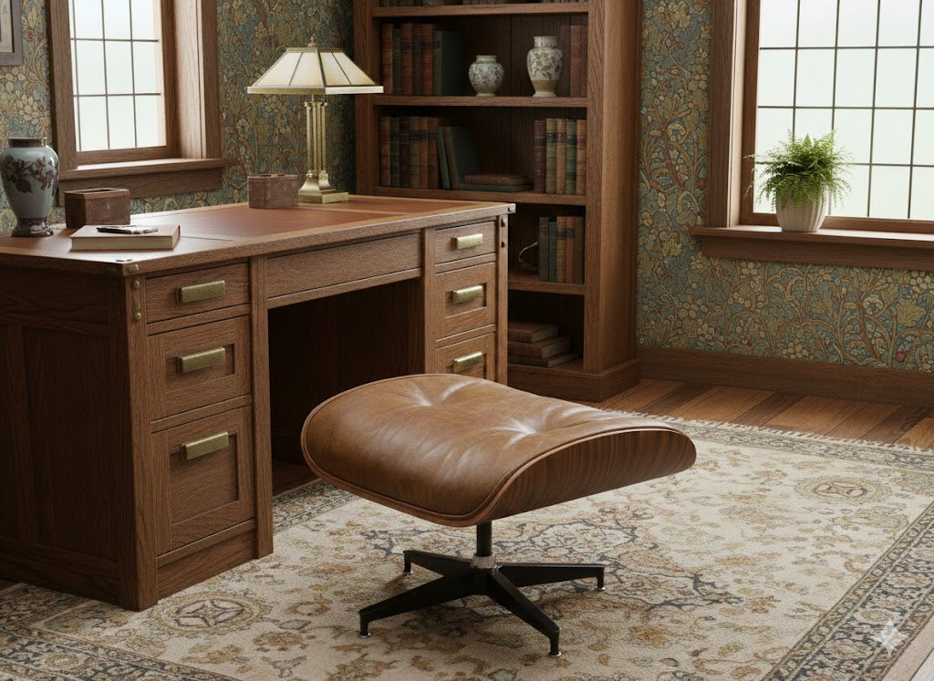 Luxury Lounge / Office Chair with Ottoman – Top Grain Leather
