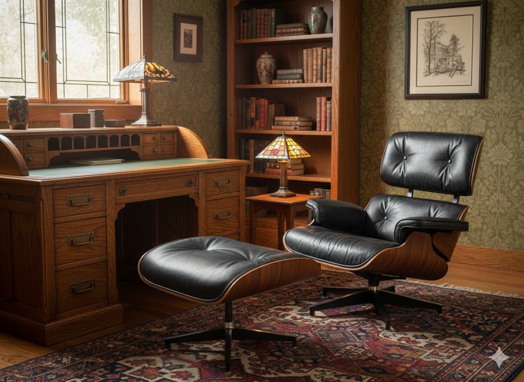 Luxury Lounge / Office Chair with Ottoman – Top Grain Leather