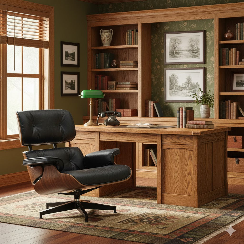Luxury Lounge / Office Chair with Ottoman – Top Grain Leather