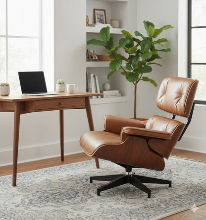 Luxury Lounge / Office Chair with Ottoman – Top Grain Leather
