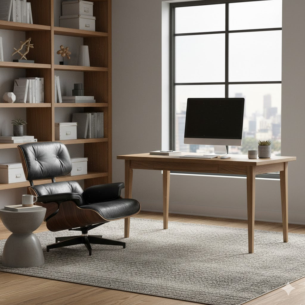 Luxury Lounge / Office Chair with Ottoman – Top Grain Leather