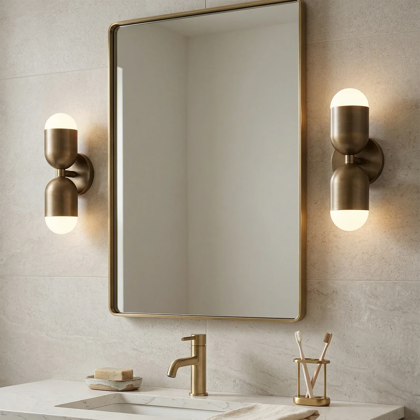 Fixed Down Brass Capsule Wall Sconce