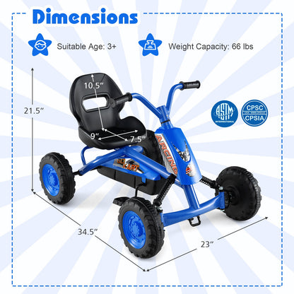 Go Kart for Kids 4 Wheel with Steering Handlebars and Adjustable Seat