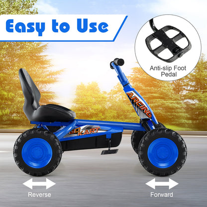 Go Kart for Kids 4 Wheel with Steering Handlebars and Adjustable Seat