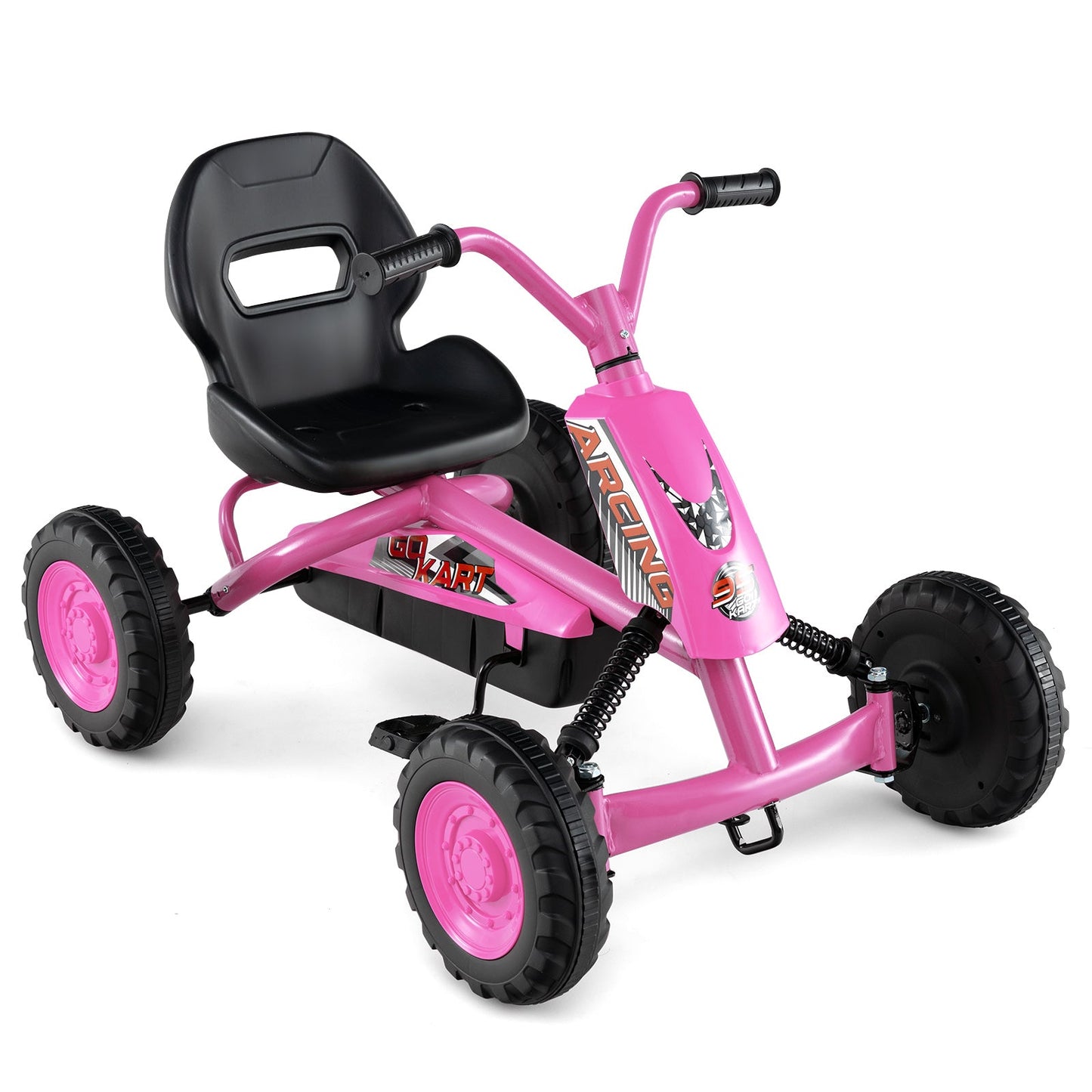 Go Kart for Kids 4 Wheel with Steering Handlebars and Adjustable Seat