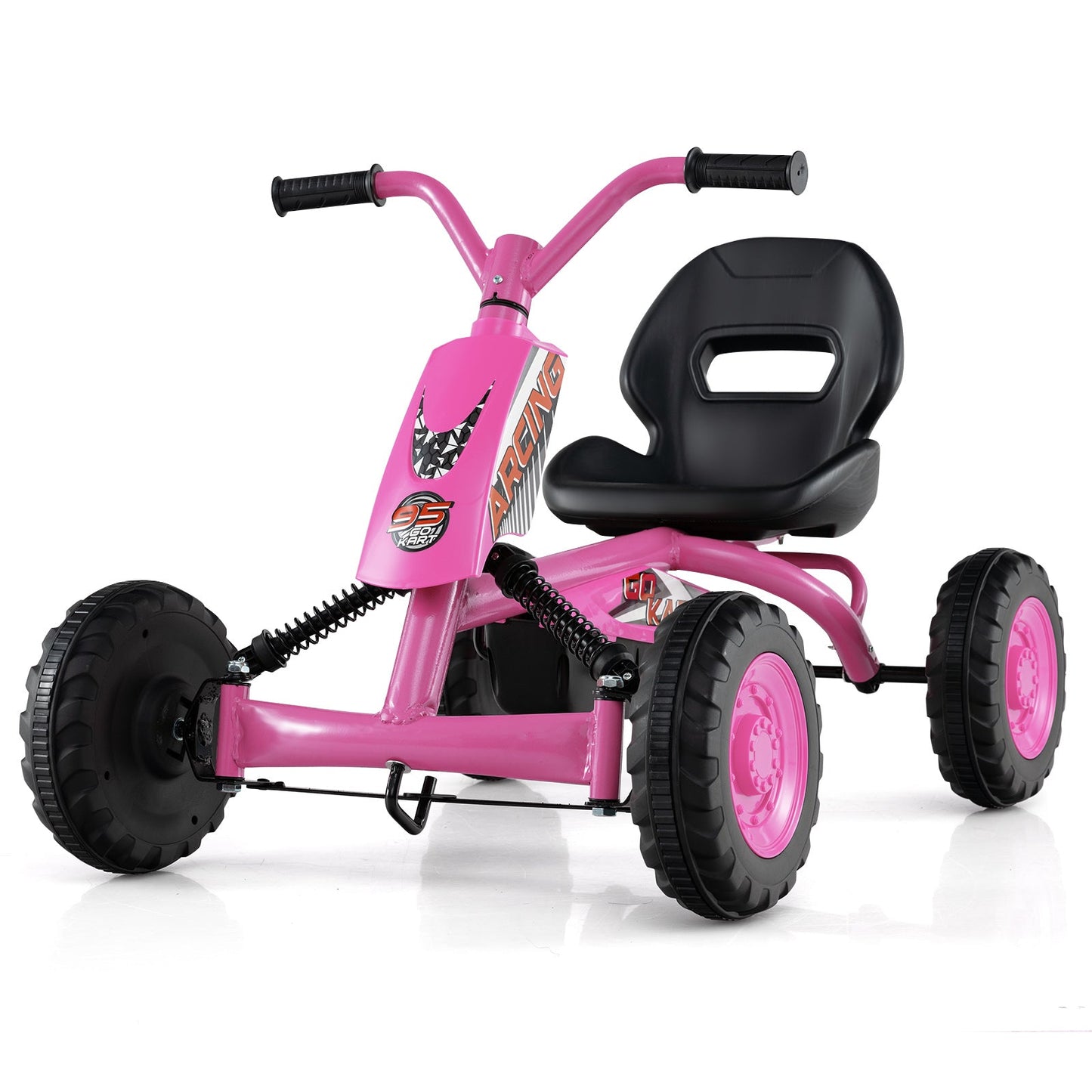 Go Kart for Kids 4 Wheel with Steering Handlebars and Adjustable Seat