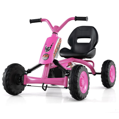 Go Kart for Kids 4 Wheel with Steering Handlebars and Adjustable Seat