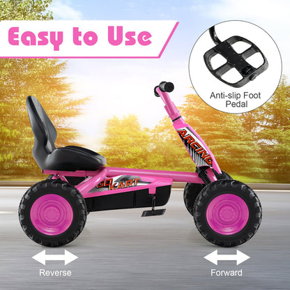 Go Kart for Kids 4 Wheel with Steering Handlebars and Adjustable Seat