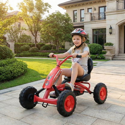 Go Kart for Kids 4 Wheel with Steering Handlebars and Adjustable Seat