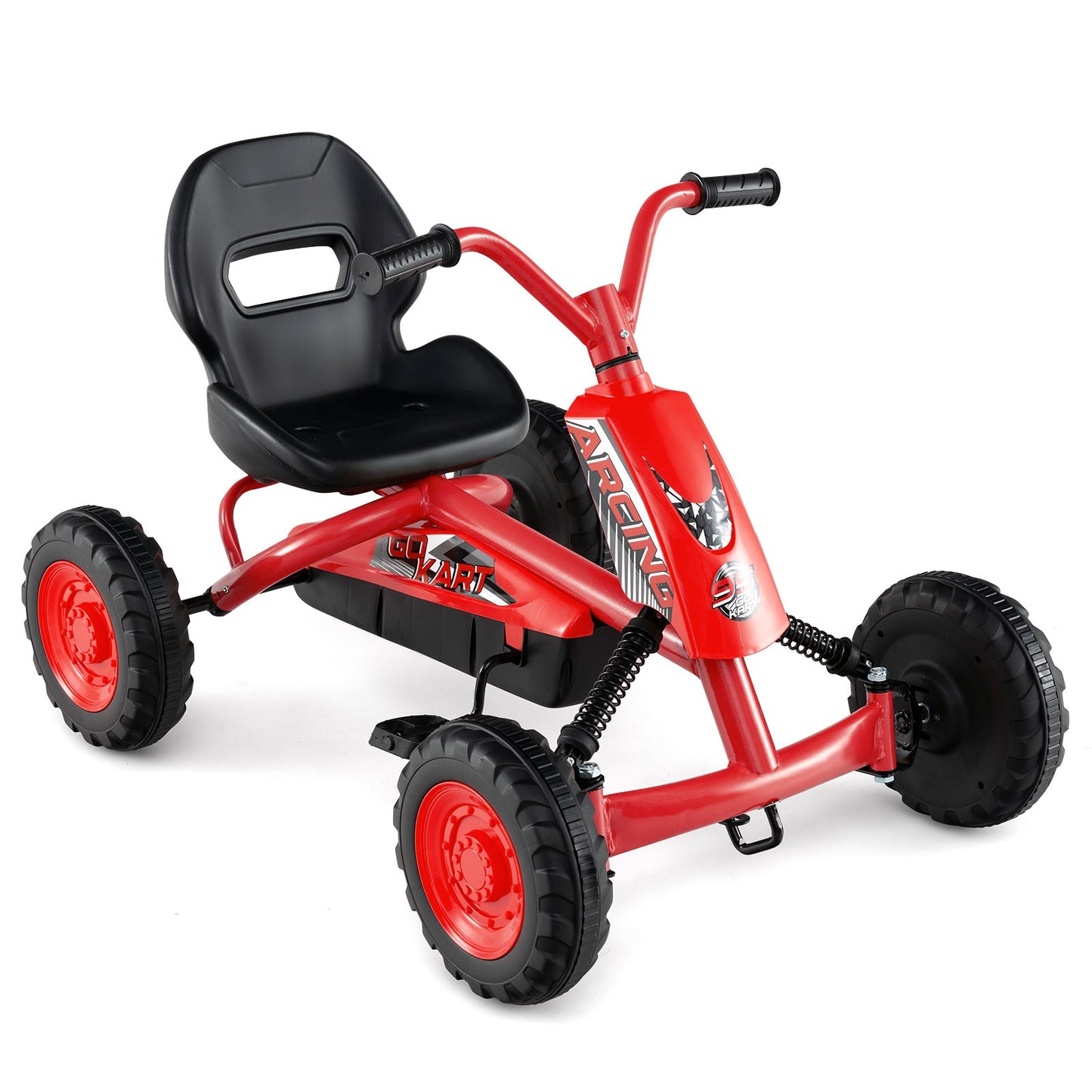 Go Kart for Kids 4 Wheel with Steering Handlebars and Adjustable Seat