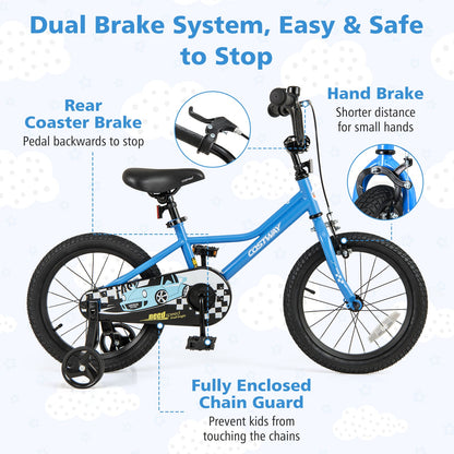 16 Inch Kids Bike Navy with Helmet Protective Set