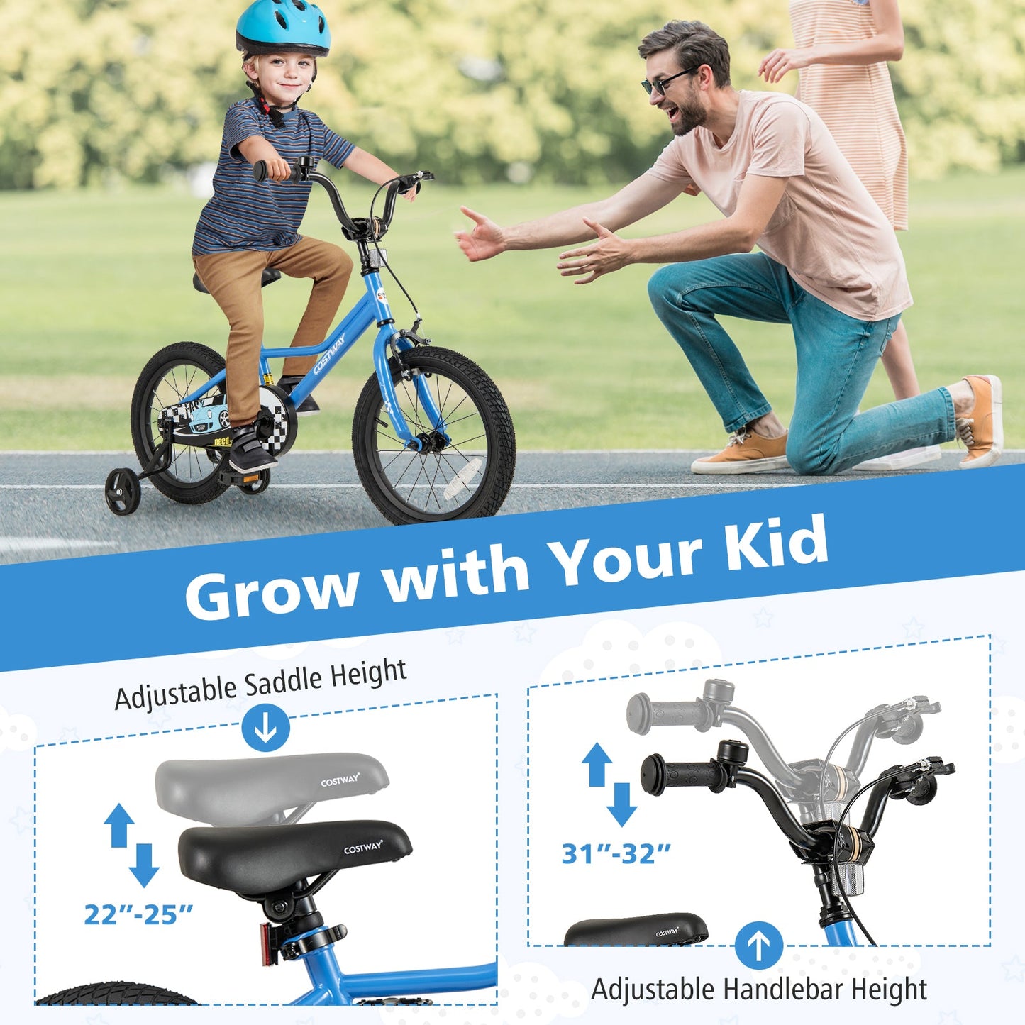 16 Inch Kids Bike Navy with Helmet Protective Set