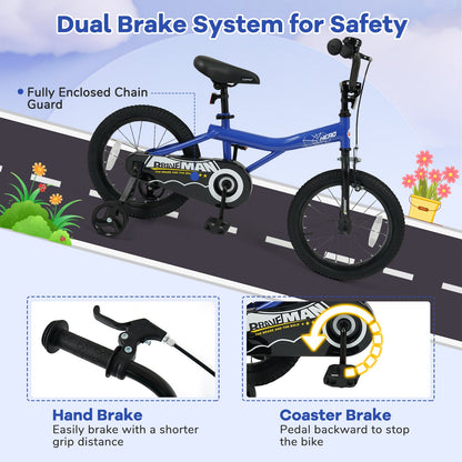 16 Inch Kids Bike with Helmet Protective Set Dark Blue