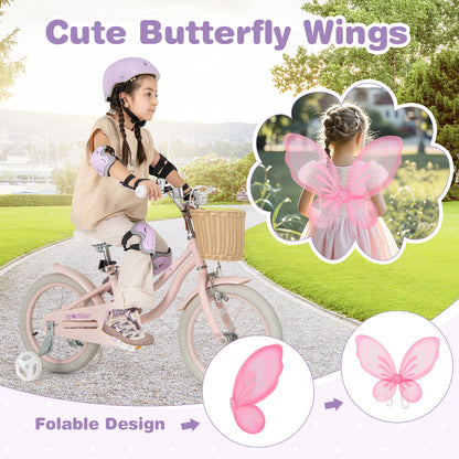 14 Inch Kids Bike Red with Pink Helmet Protective Set