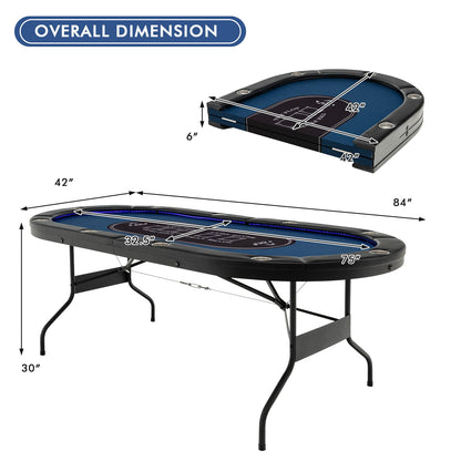 Foldable 10-Player Poker Table with LED Lights and USB Ports Ideal for Texas Casino