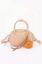 Vegan Leather Mini Bowling Bag With Bear Charm