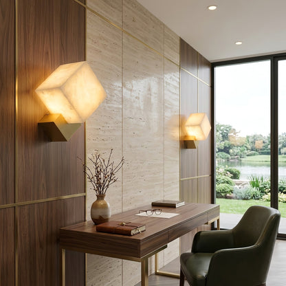 Vein Alabaster Cube Sconce