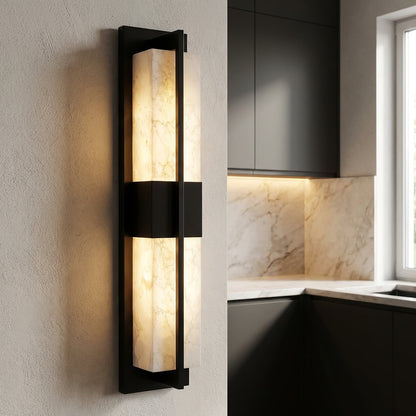 Vertical Alabaster Stone Wall Sconce