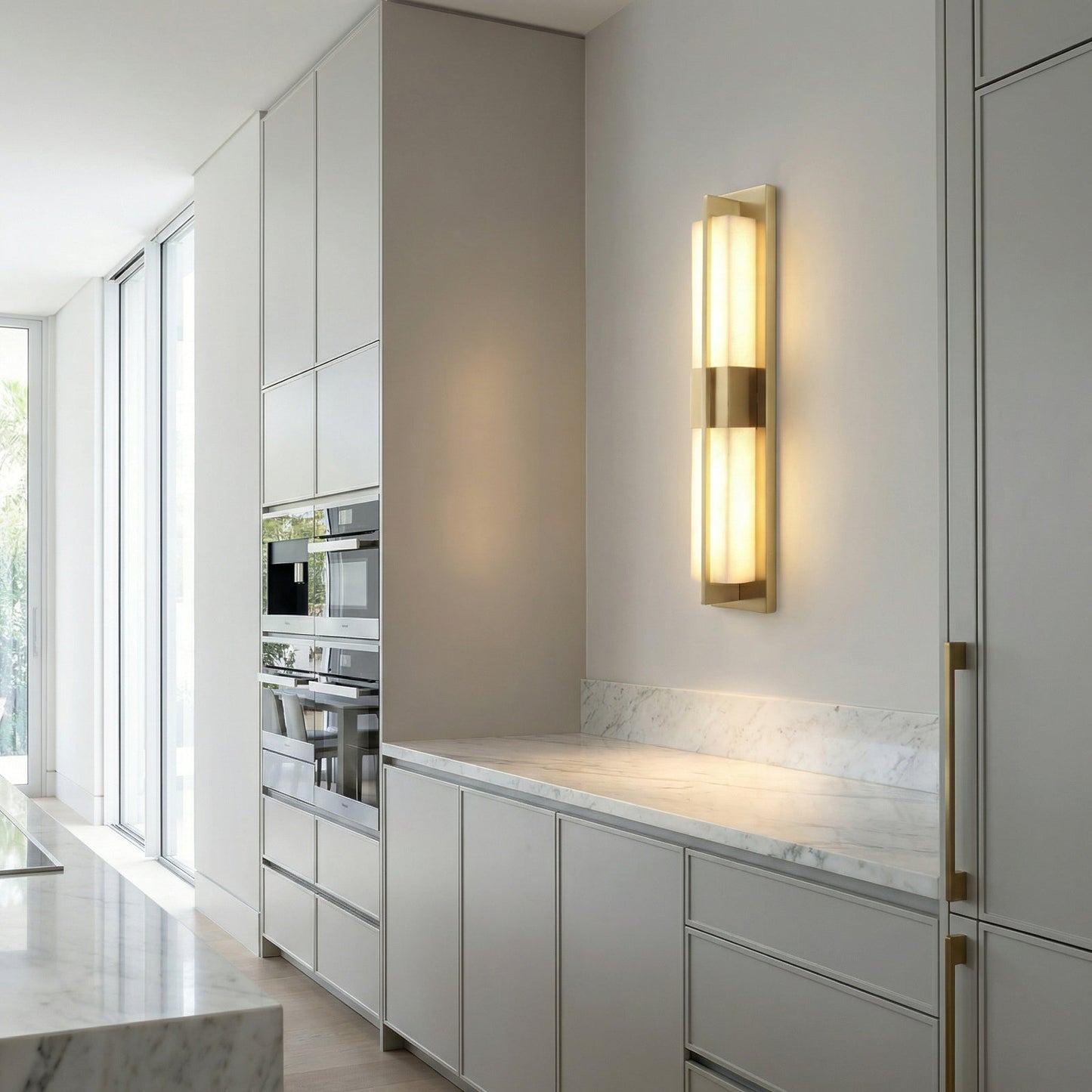 Vertical Alabaster Stone Wall Sconce