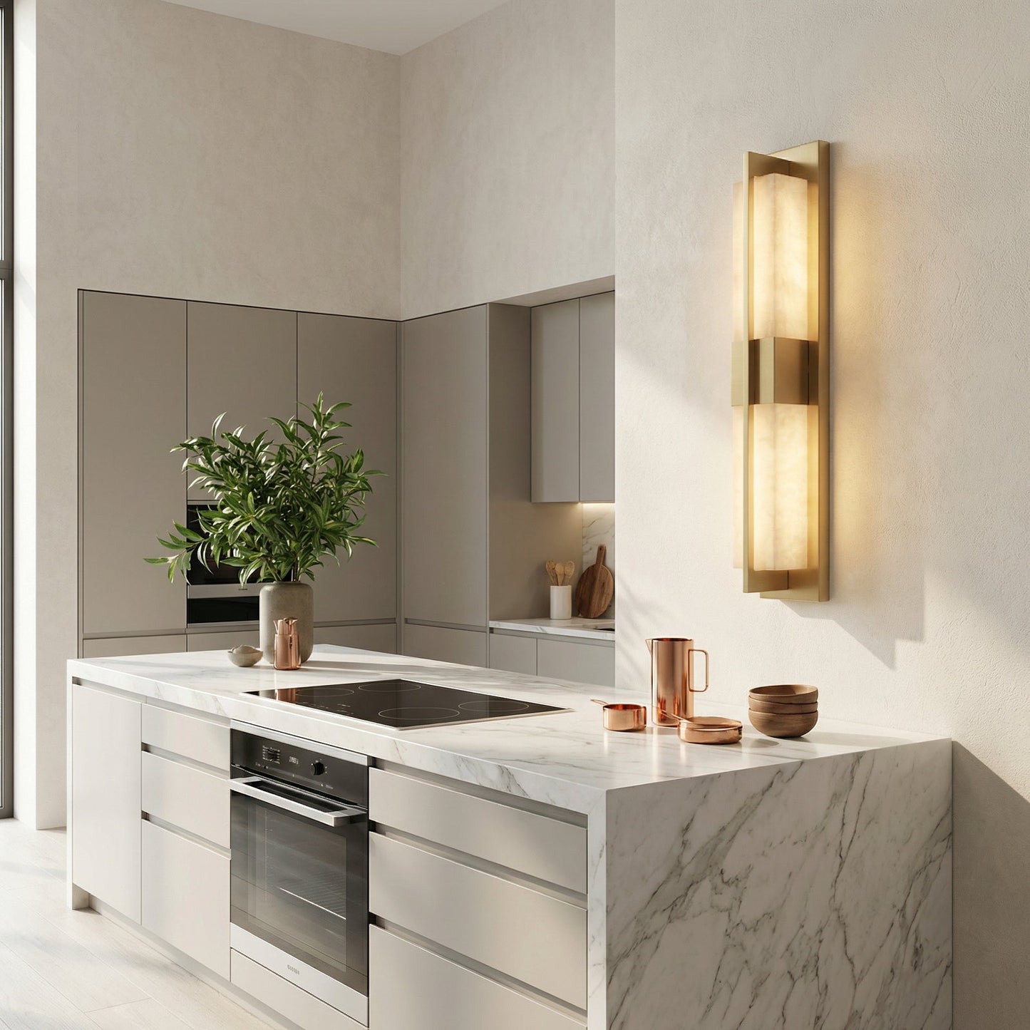Vertical Alabaster Stone Wall Sconce