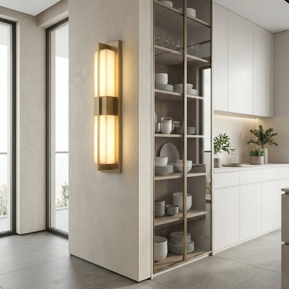 Vertical Alabaster Stone Wall Sconce