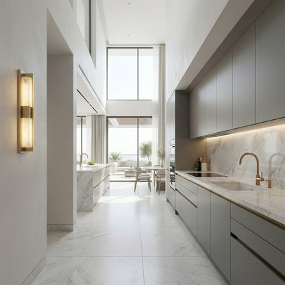 Vertical Alabaster Stone Wall Sconce